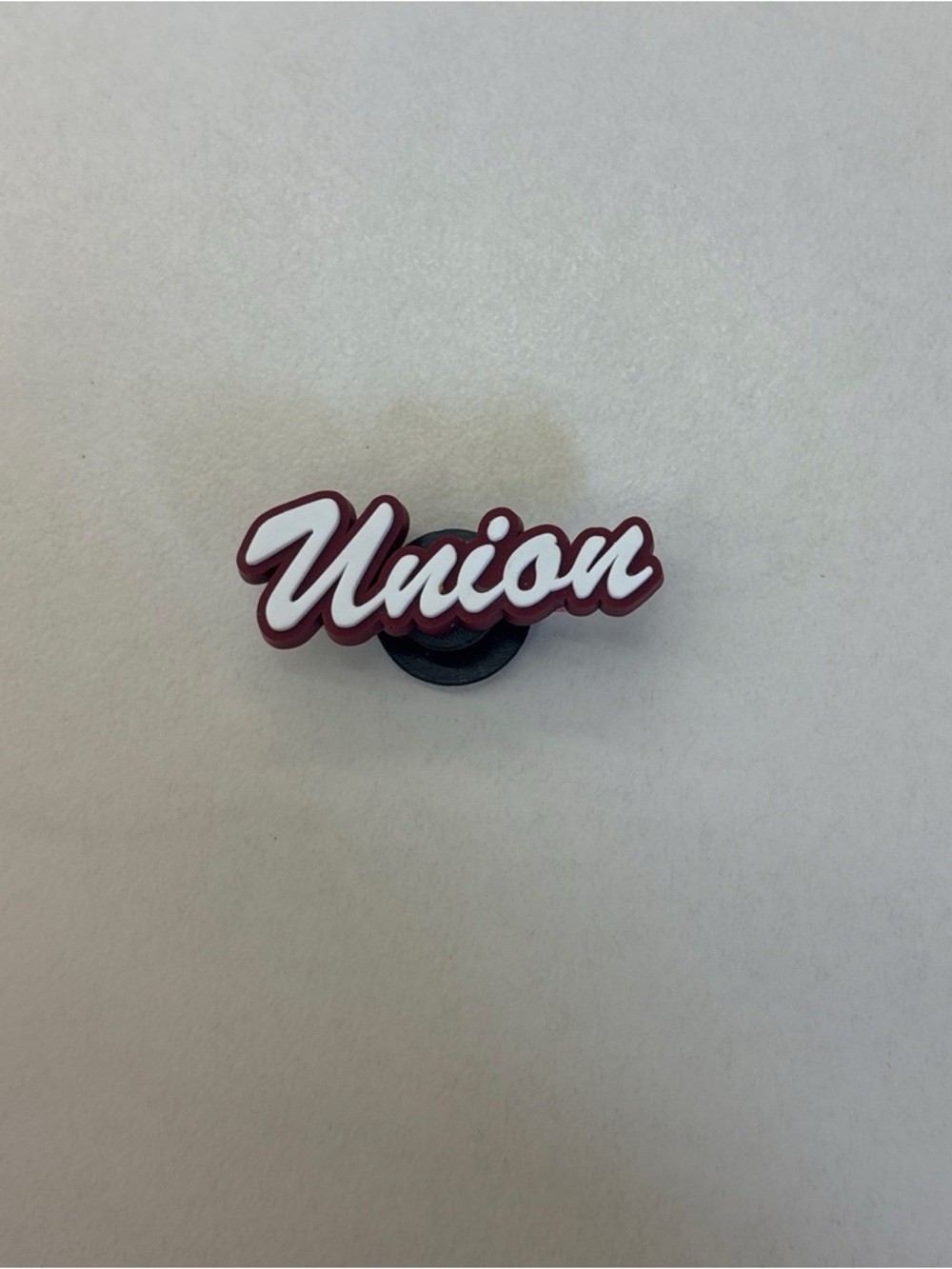 Union College Croc Jibbitz — White and Burgundy